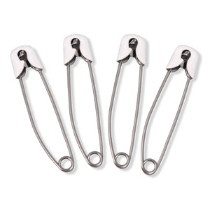 Steel Locking Head Diaper Pins - 4 White
