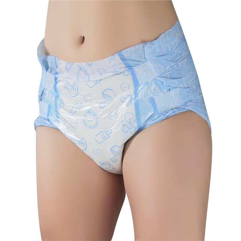 Nursery Blue Printed Adult Baby Diaper 2 Pieces