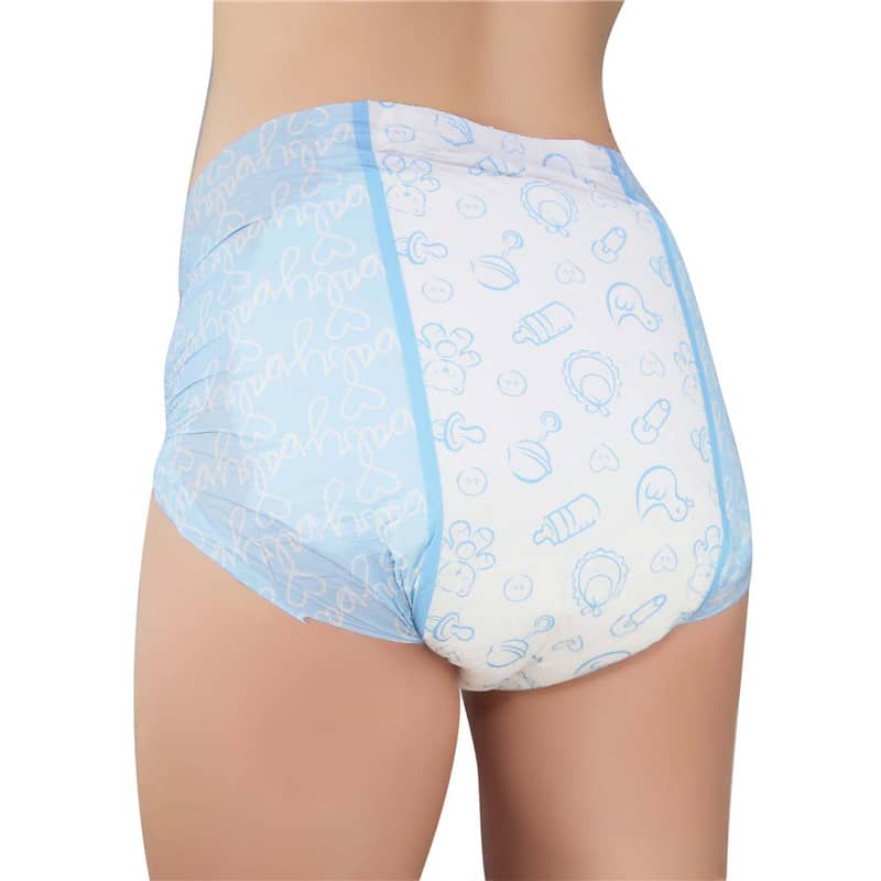 Nursery Blue Printed Adult Baby Diaper 2 Pieces