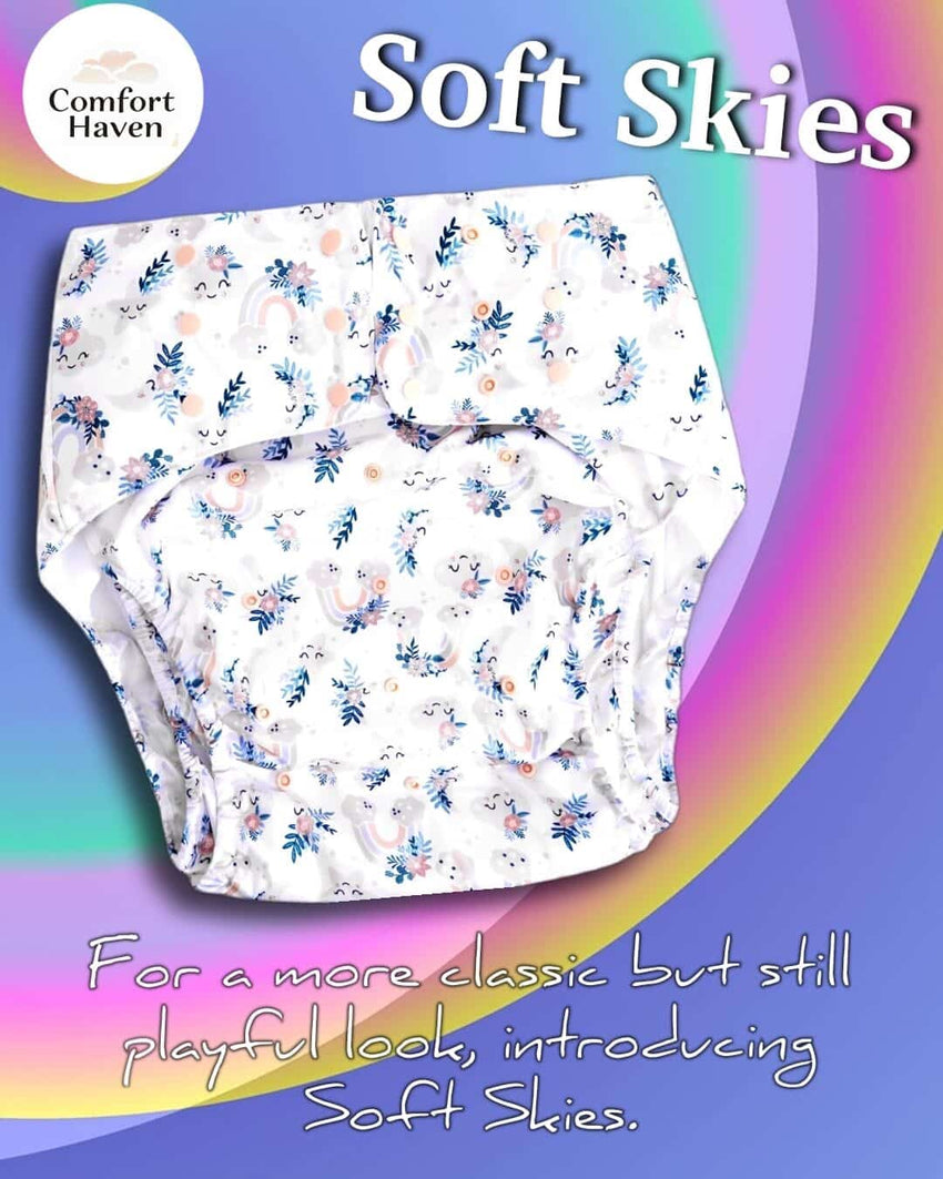 Comfort Haven Hybrid All-in-One Diaper Soft Skies