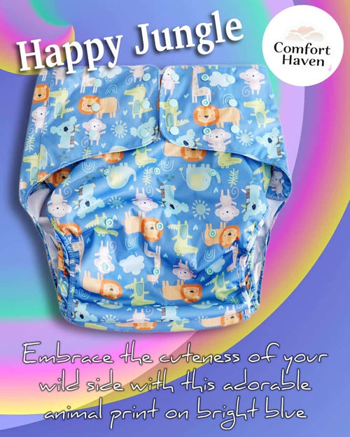 Comfort Haven Diaper Cover / Swim Diaper Pocket Happy Jungle
