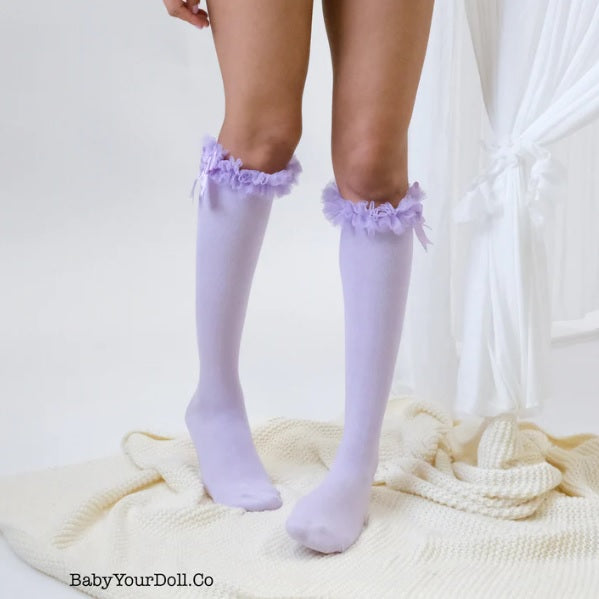 Lavender | Ruffle Bow Socks