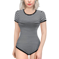 Essential Striped Adult Onesie Black - myabdlsupplies