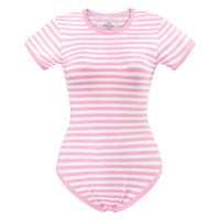 Essential Striped Adult Onesie Pink