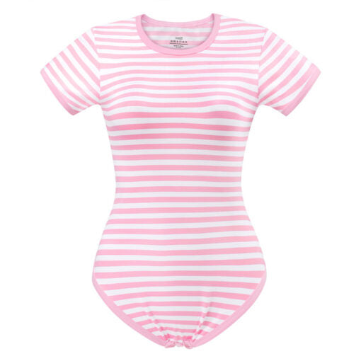 Essential Striped Adult Onesie Pink