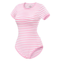 Essential Striped Adult Onesie Pink