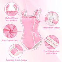 Latex-like Babygirl in Training Onesie Bodysuit