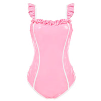 Latex-like Babygirl in Training Onesie Bodysuit