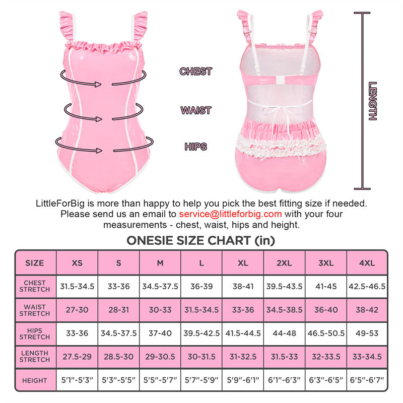 Latex-like Babygirl in Training Onesie Bodysuit