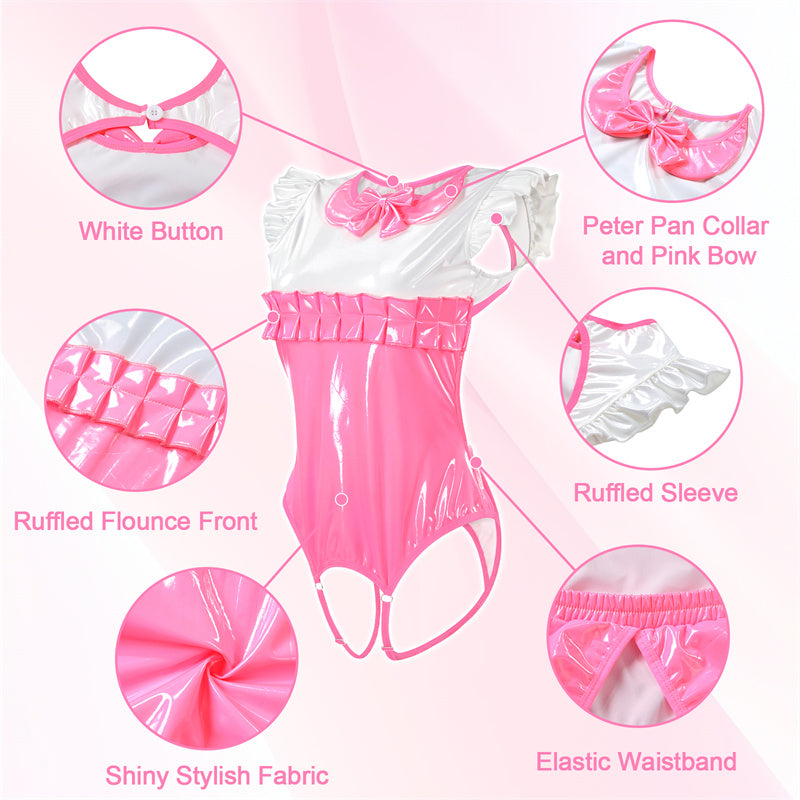 Latex-Like Peekaboo Onesie Bodysuit