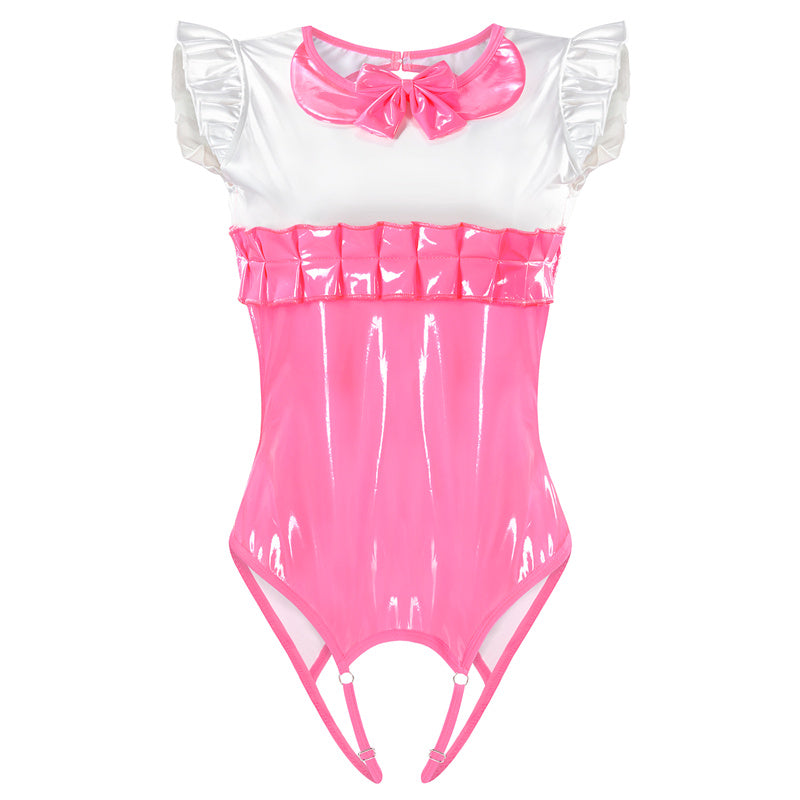 Latex-Like Peekaboo Onesie Bodysuit