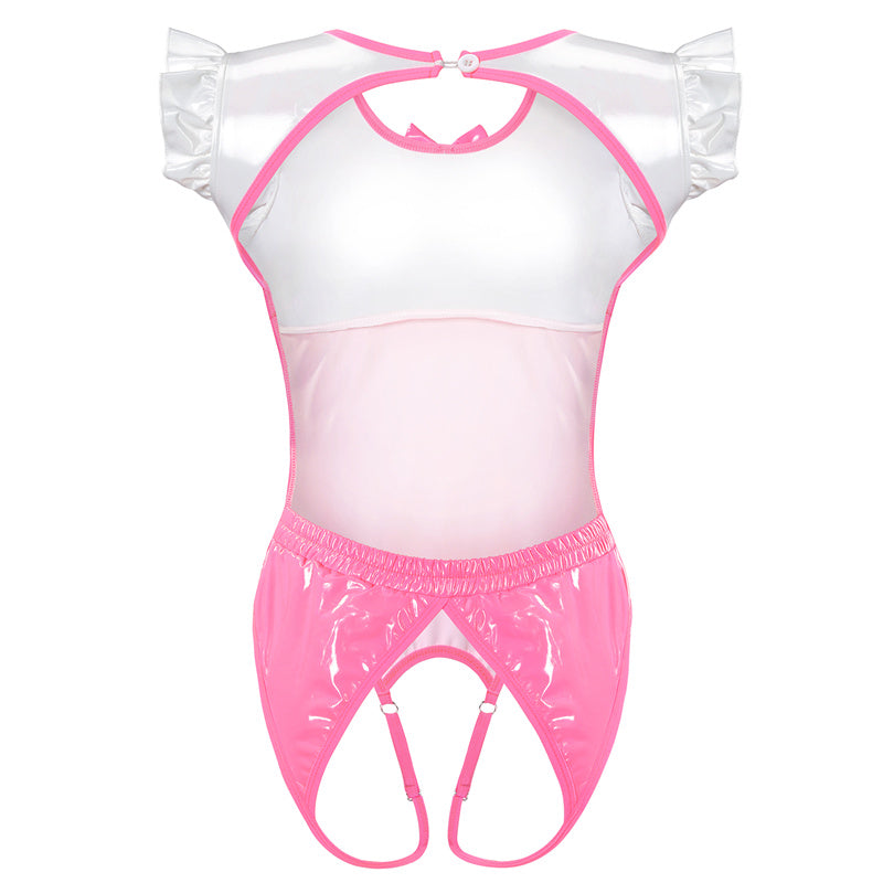 Latex-Like Peekaboo Onesie Bodysuit