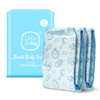 Nursery Blue Printed Adult Baby Diaper 2 Pieces