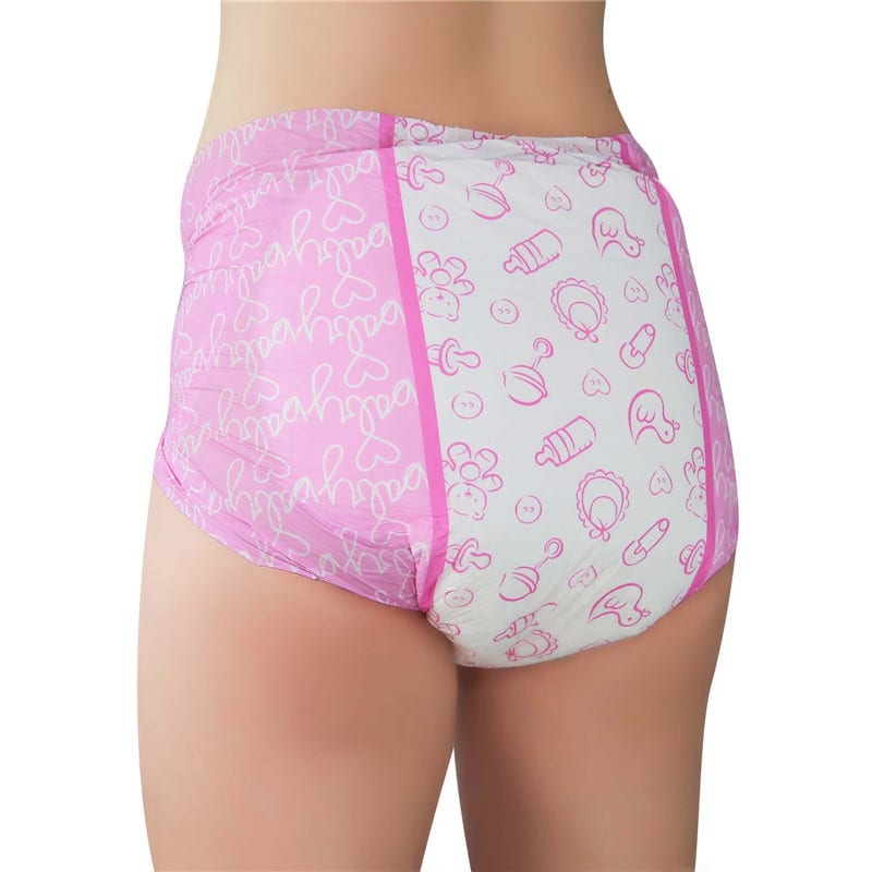 Nursery Pink Printed Adult Baby Diaper 2 Pieces