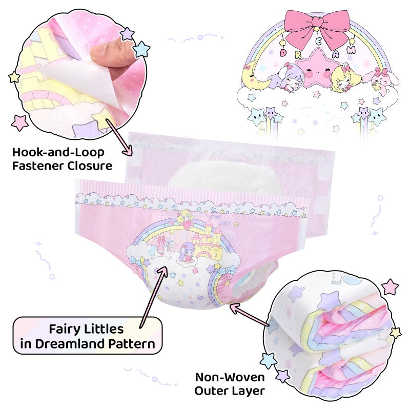 Fairy Littles in Dreamland Ultra Absorbent Cloth Back Adult Diapers 10 Pieces Pack PRE SALES ITEM. THIS ITEM IS NOT IN STOCK AND PRE SALES ONLY