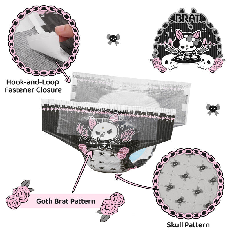 Goth BRAT Ultra Absorbent Diapers 2 Pieces Sample Pack(M)/(L)/(XL