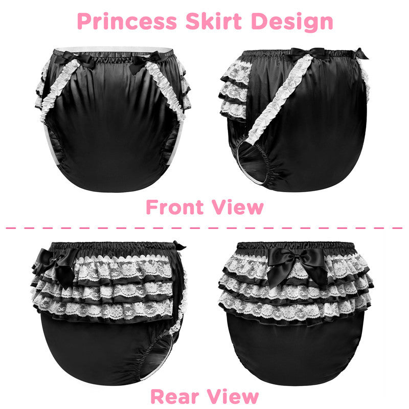 Pretty in Black Satin Over Adult Diaper Cover