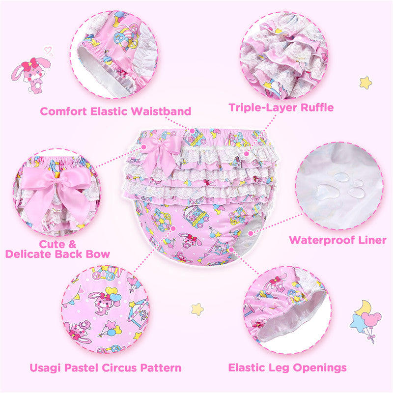 Usagi Pastel Circus Pattern Ruffle Adult Diaper Cover