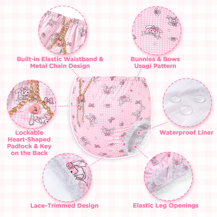 Bunnies & Bows Usagi Pattern Lockable Waistband Pull-On Diaper Cover