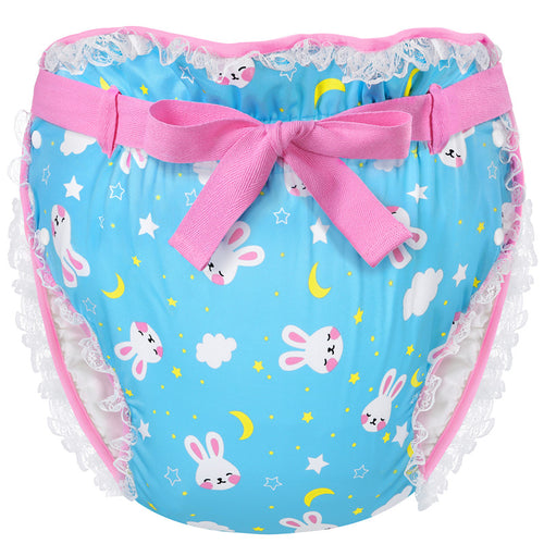 Snuggle Bunny Pattern Silky Ribbon Omutsu Japanese Diaper Cover