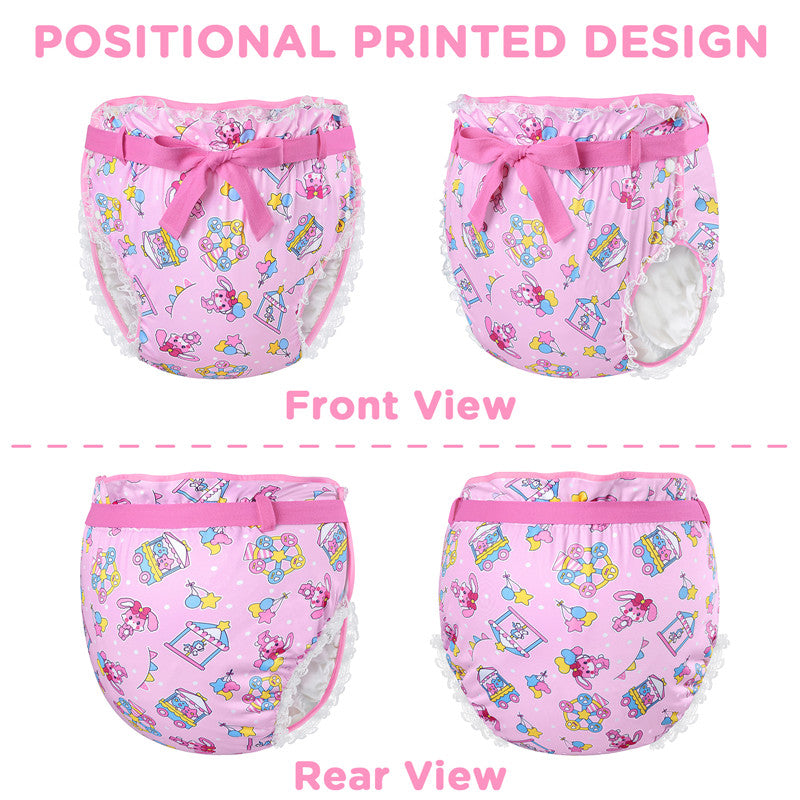 Usagi Pastel Circus Pattern Silky Ribbon Omutsu Japanese Diaper Cover