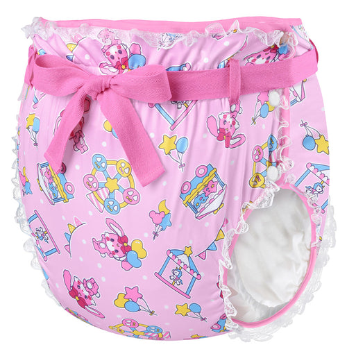 Usagi Pastel Circus Pattern Silky Ribbon Omutsu Japanese Diaper Cover