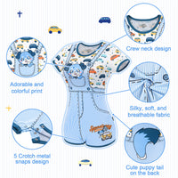 Little Blue Furrytail Racecar Romper Bodysuit