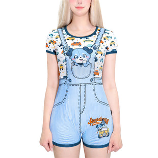 Little Blue Furrytail Racecar Romper Bodysuit