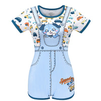 Little Blue Furrytail Racecar Romper Bodysuit