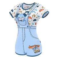 Little Blue Furrytail Racecar Romper Bodysuit