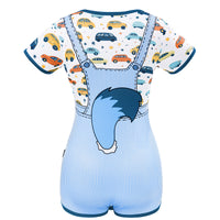 Little Blue Furrytail Racecar Romper Bodysuit
