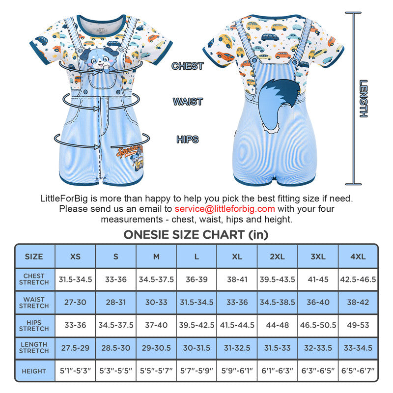 Little Blue Furrytail Racecar Romper Bodysuit