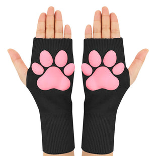 3D Paw Pad Fingerless Cashmere Gloves