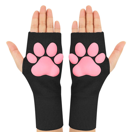 3D Paw Pad Fingerless Cashmere Gloves