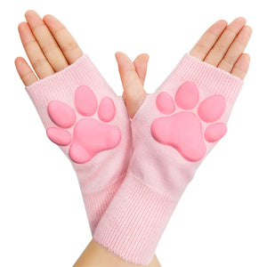 3D Paw Pad Fingerless Cashmere Gloves