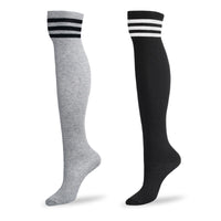 School Girl Knee HIgh Socks - Grey & Black