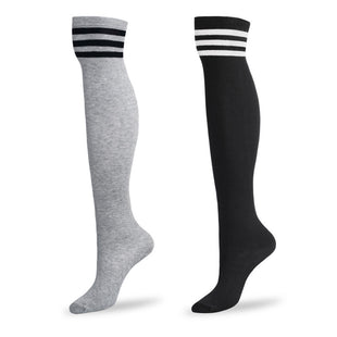School Girl Knee HIgh Socks - Grey & Black