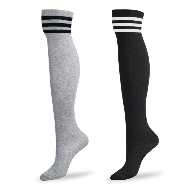 School Girl Knee HIgh Socks - Grey & Black