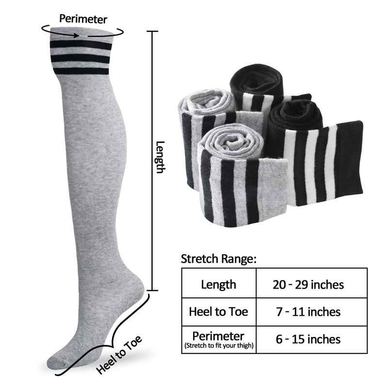 School Girl Knee HIgh Socks - Grey & Black