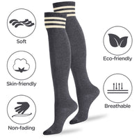 School Girl Knee HIgh Socks - Dark Grey & Brown