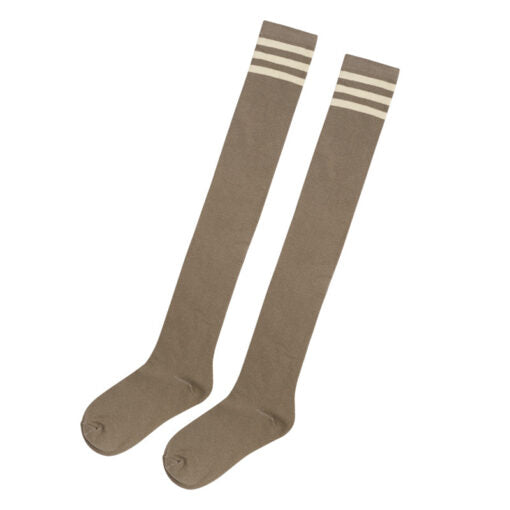 School Girl Knee HIgh Socks - Dark Grey & Brown