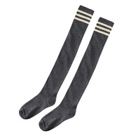 School Girl Knee HIgh Socks - Dark Grey & Brown