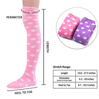 Cute Coral Fleece Thigh High Socks  Patten Socks 2 Pairs - Dotted Pink & Purple Set