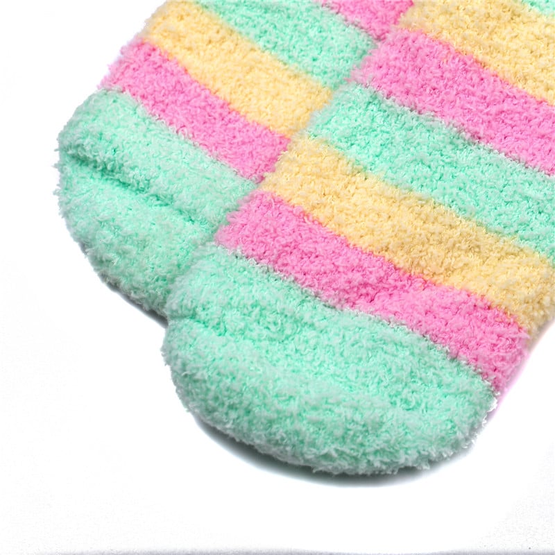 Coral Fleece Thigh High Socks 2 Pack - Ice Cream