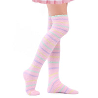 Coral Fleece Thigh High Socks 2 Pack - Ice Cream