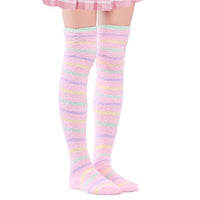 Coral Fleece Thigh High Socks 2 Pack - Ice Cream