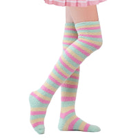 Coral Fleece Thigh High Socks 2 Pack - Ice Cream