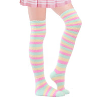 Coral Fleece Thigh High Socks 2 Pack - Ice Cream