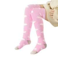 Coral Fleece Knee High Long Heart Pattern Socks 2 Pairs Set