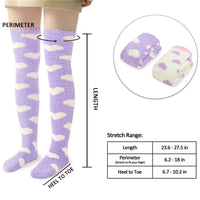 Coral Fleece Knee High Long Heart Pattern Socks 2 Pairs Set